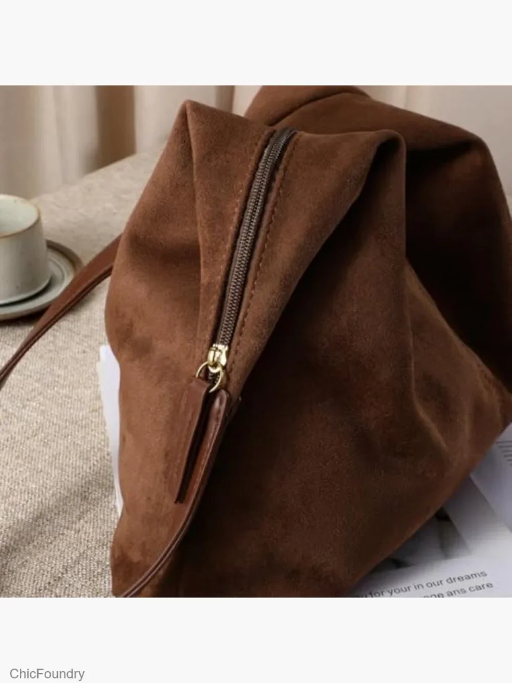 Suede Shoulder Bag Slouchy Tote Satchel Crossbody Purse Hobo Handbag